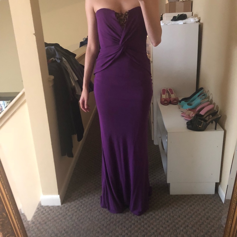 Badgley Mischka Purple embellished evening Gown